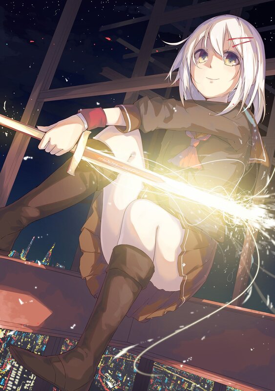 Anime girl with glowing sword