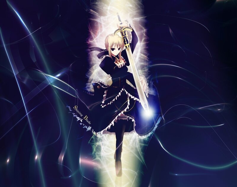 anime girl with glowing sword