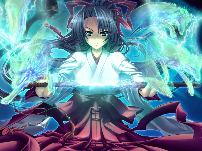anime girl with glowing sword
