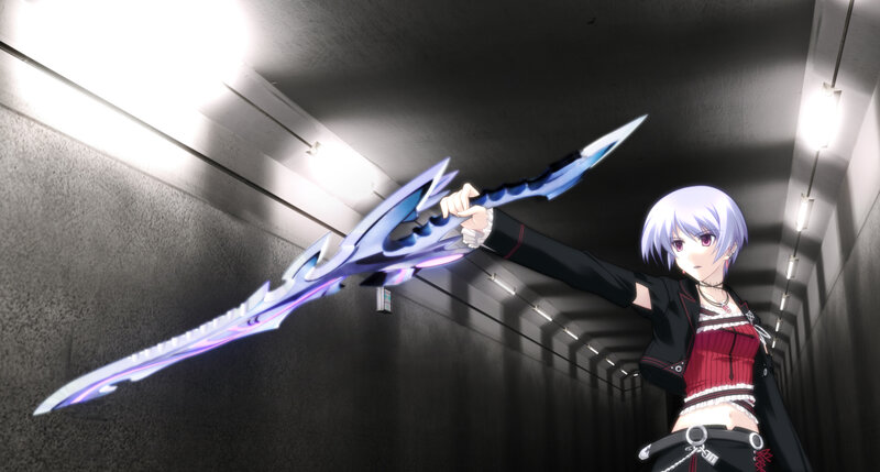 anime girl with glowing sword