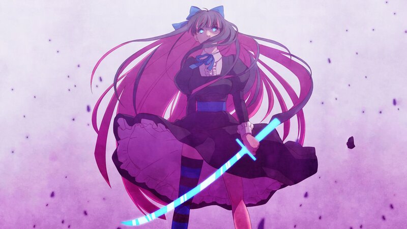 anime girl with glowing sword