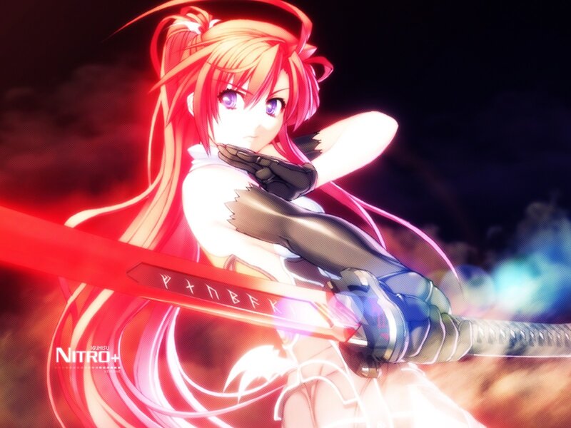 anime girl with glowing sword