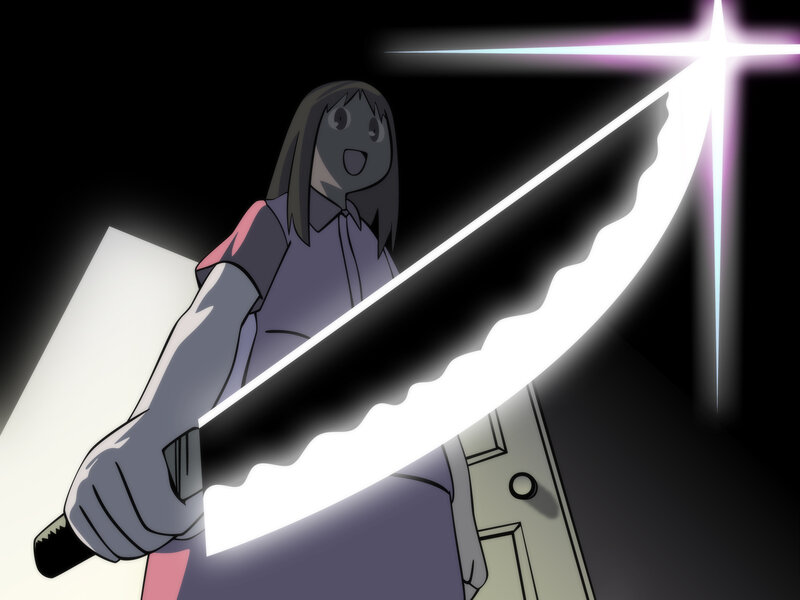 anime girl with glowing sword