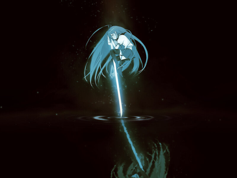anime girl with glowing sword