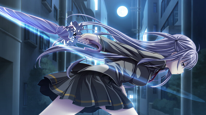 anime girl with glowing sword