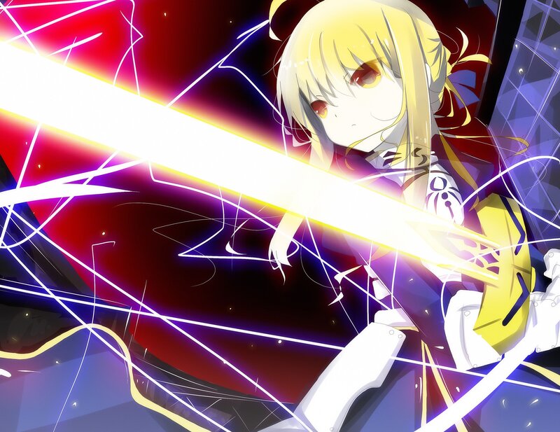 anime girl with glowing sword