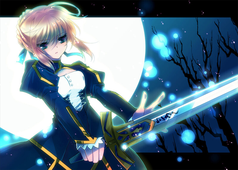 Anime girl with glowing sword