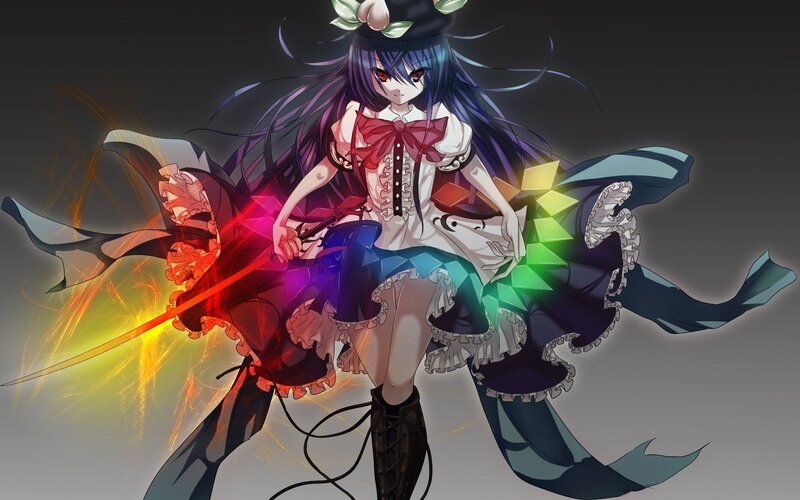 anime girl with glowing sword