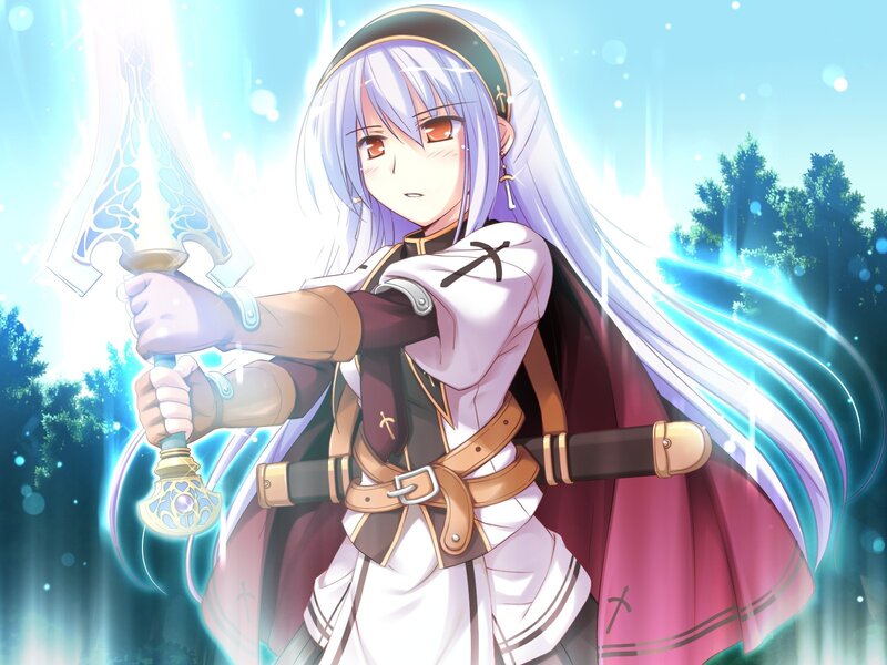 anime girl with glowing sword