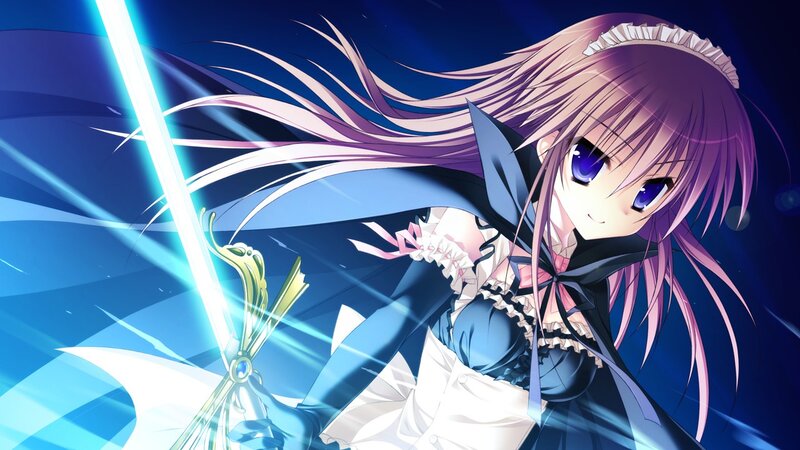 anime girl with glowing sword