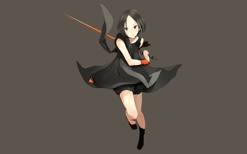 anime girl with glowing sword