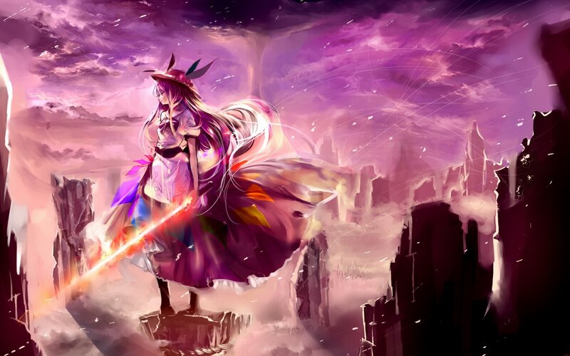 Anime girl with glowing sword