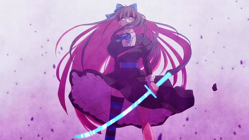 anime girl with glowing sword