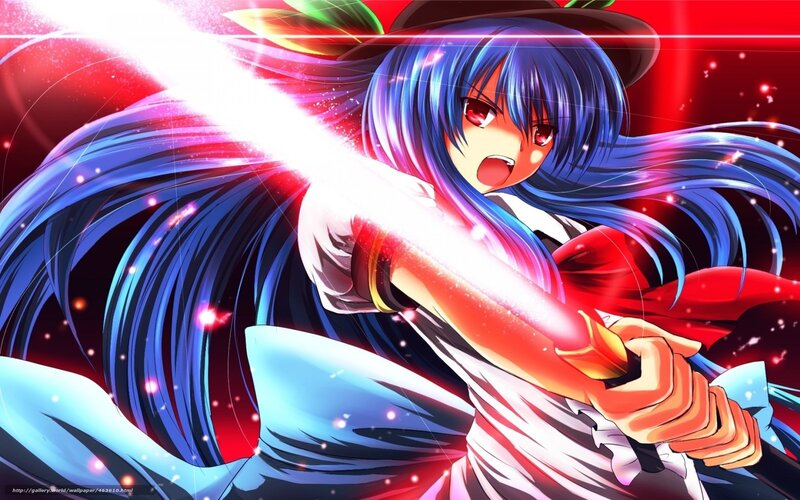 anime girl with glowing sword