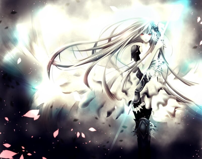 anime girl with glowing sword