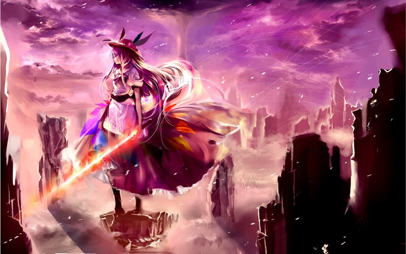 Anime girl with glowing sword