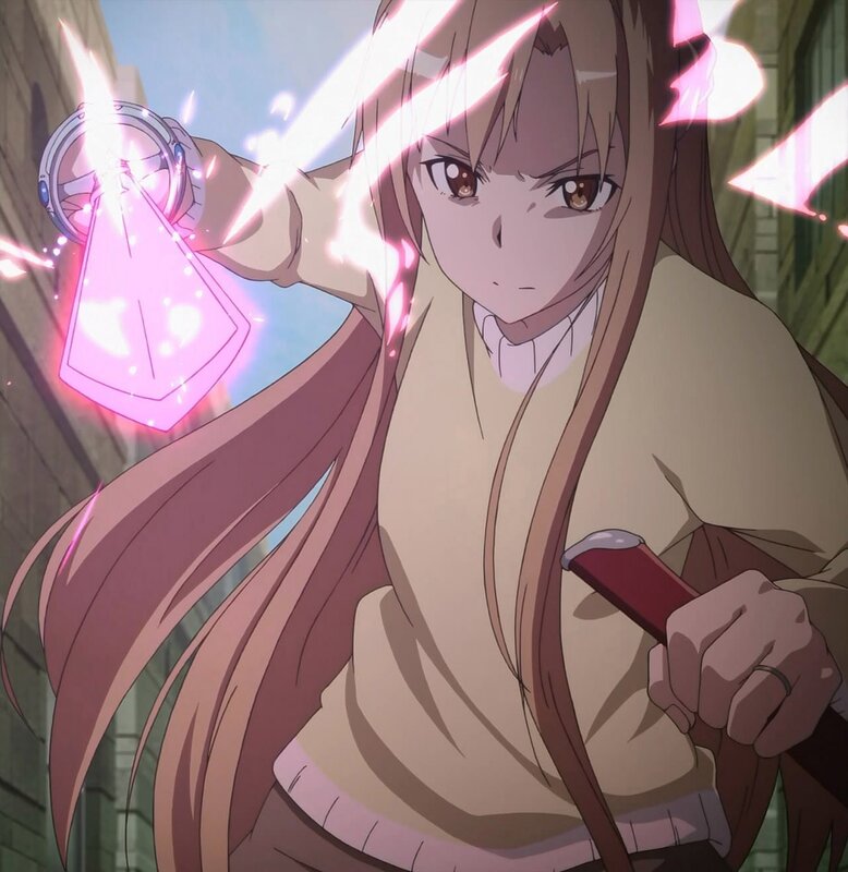anime girl with glowing sword