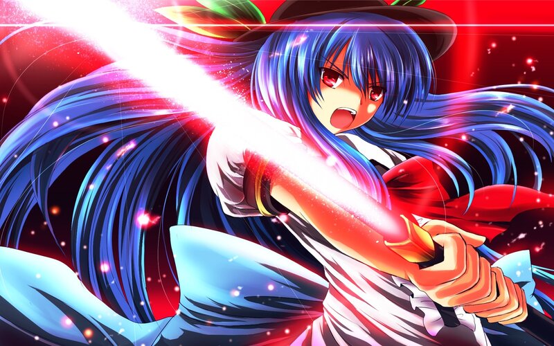 anime girl with glowing sword