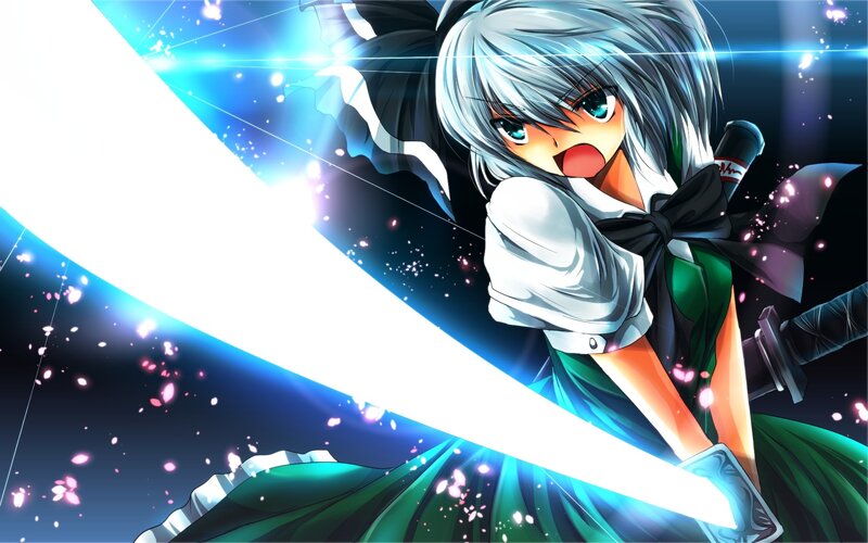 anime girl with glowing sword