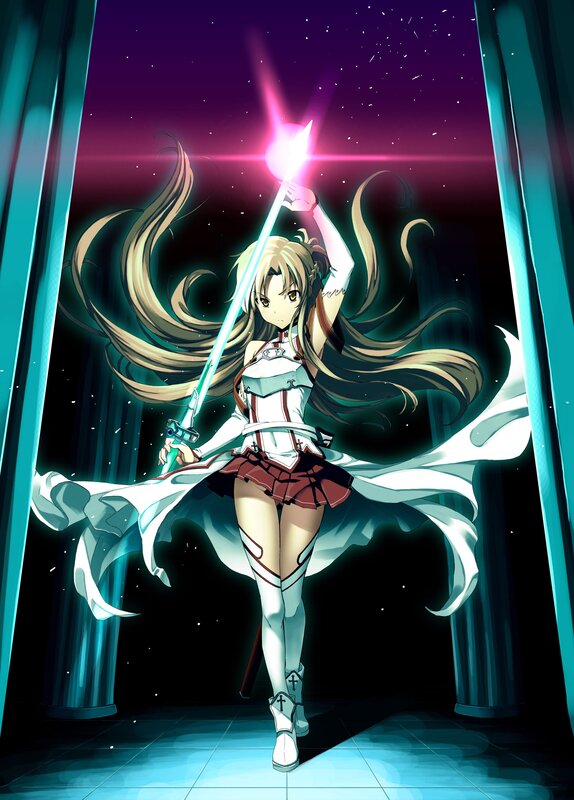anime girl with glowing sword