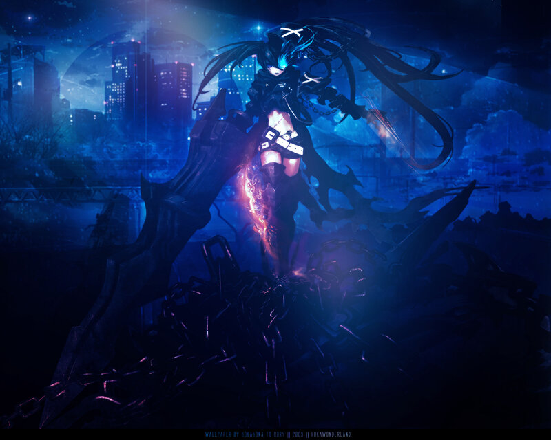 Anime Girl with Glowing Sword — Blue, Dramatic, Night