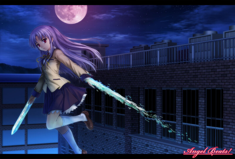 Anime Girl with Glowing Sword — Purple