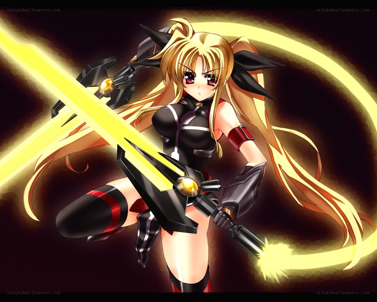 anime girl with glowing sword