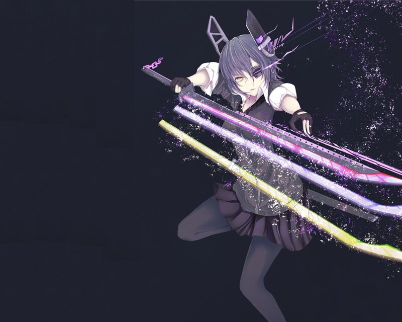 anime girl with glowing swords