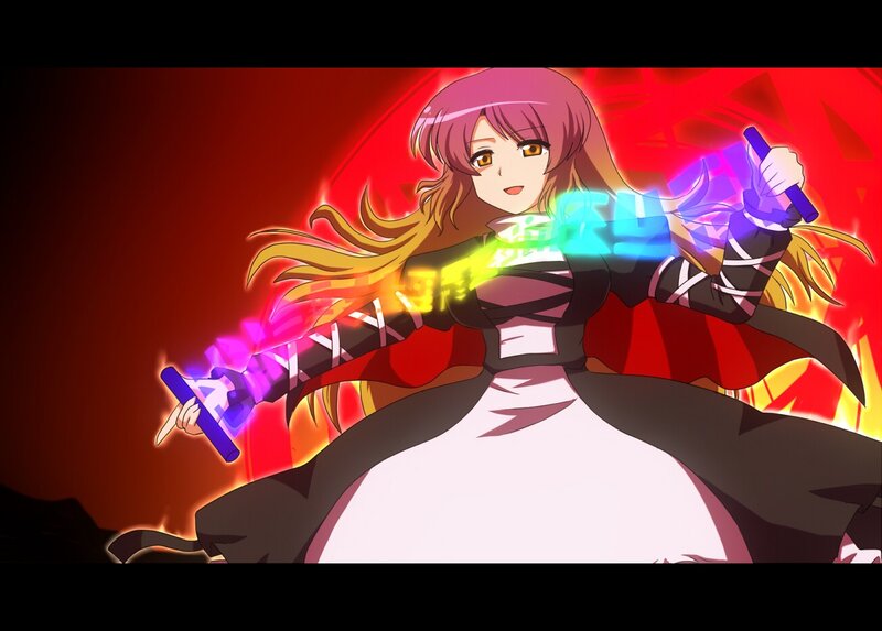 Anime girl with glowing swords