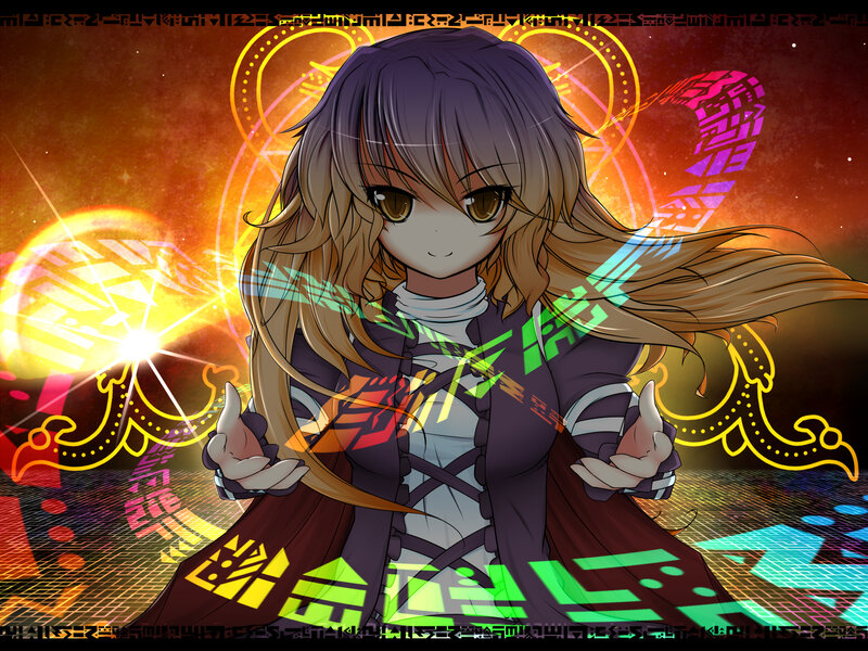 anime girl with glowing symbols