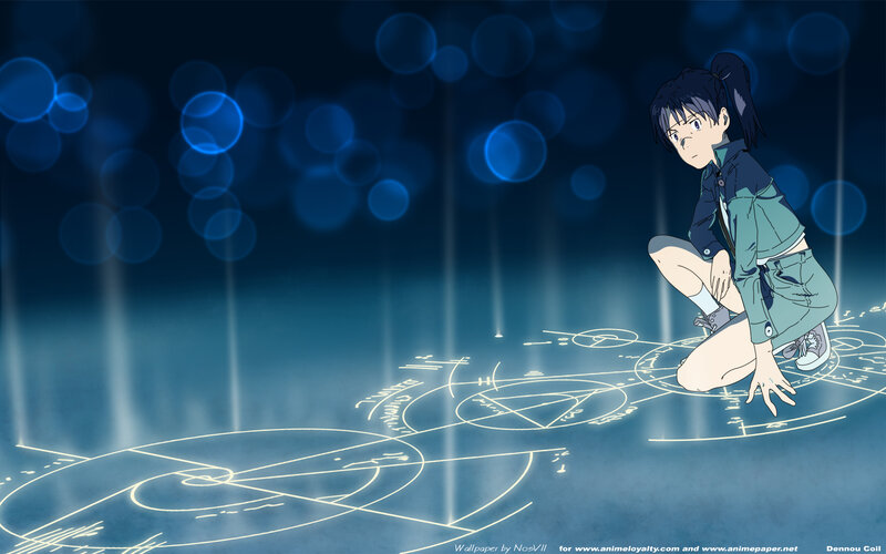 anime girl with glowing symbols