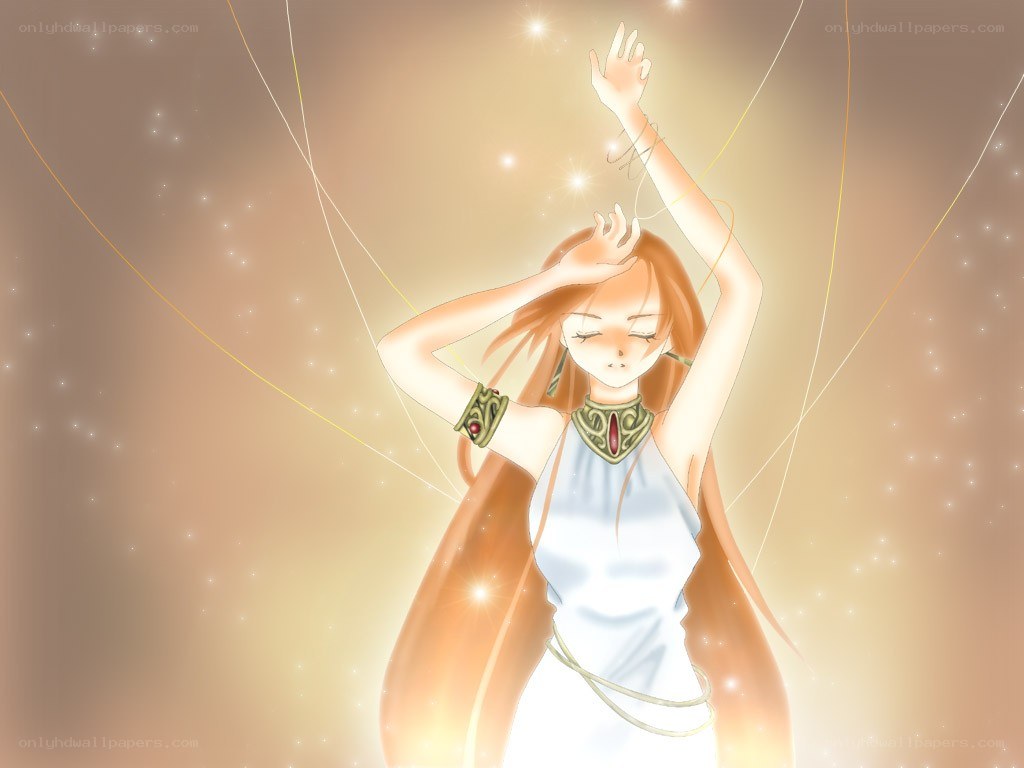 Anime girl with glowing threads