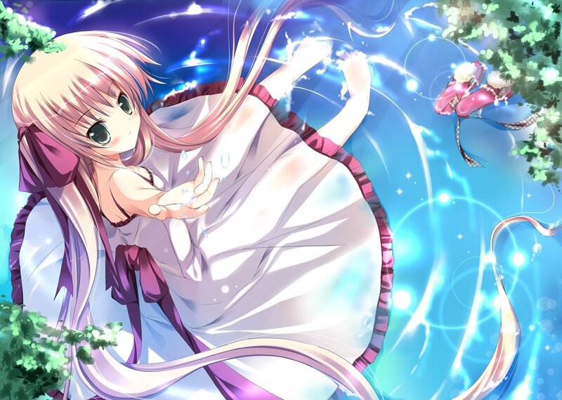 anime girl with glowing water