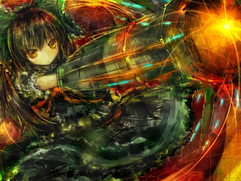 anime girl with glowing weapon