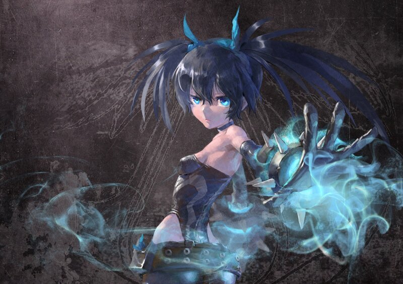 Anime Girl with Glowing Weapon — Blue