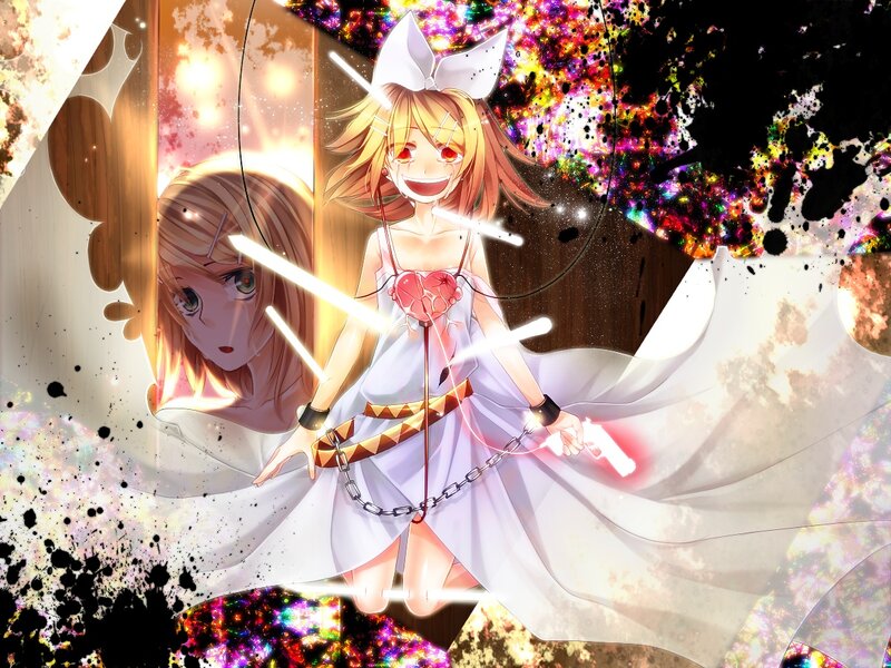 Anime girl with glowing weapons