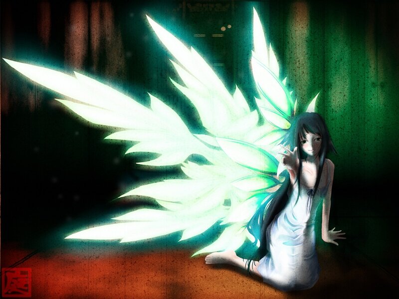 anime girl with glowing wings