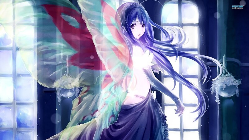 anime girl with glowing wings