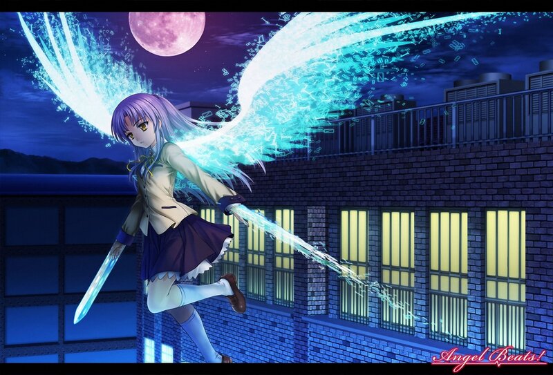 Anime girl with glowing wings