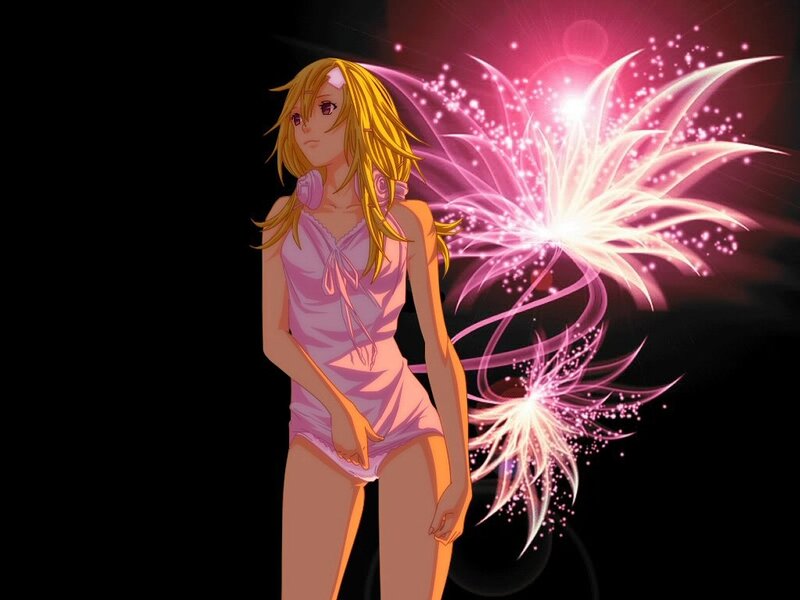 Anime Girl with Glowing Wings — Pink