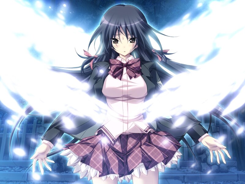 Anime Girl with Glowing Wings — Purple, Dramatic, Night