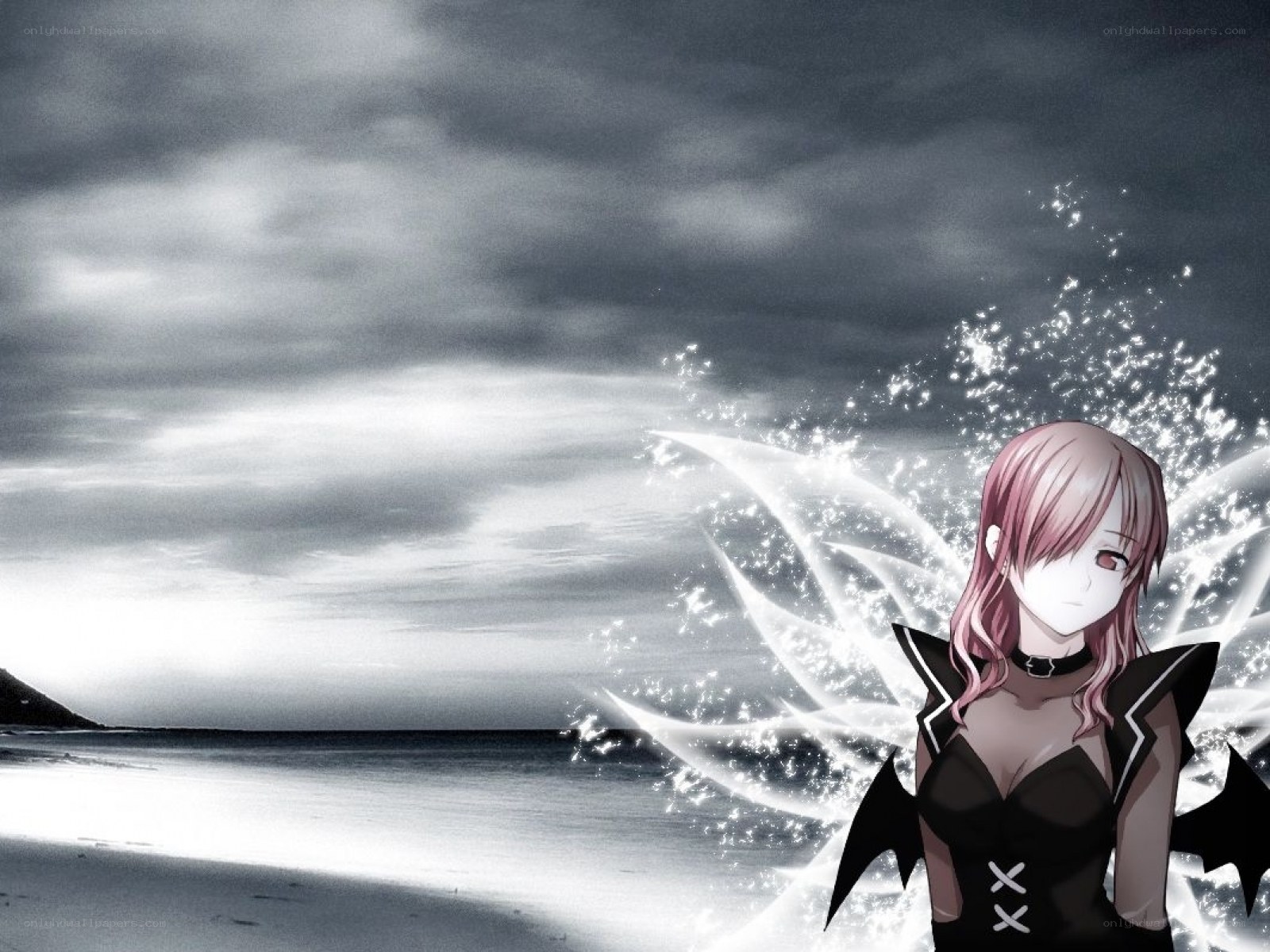 anime girl with glowing wings