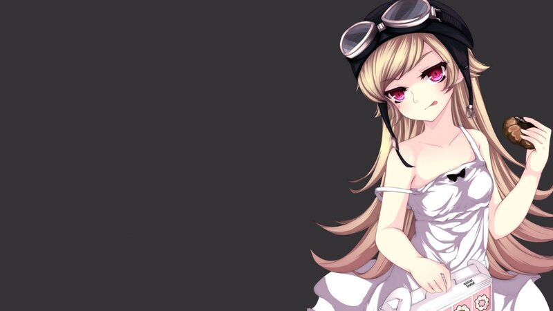 anime girl with goggles and donut