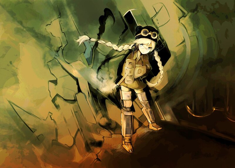 anime girl with goggles and tank
