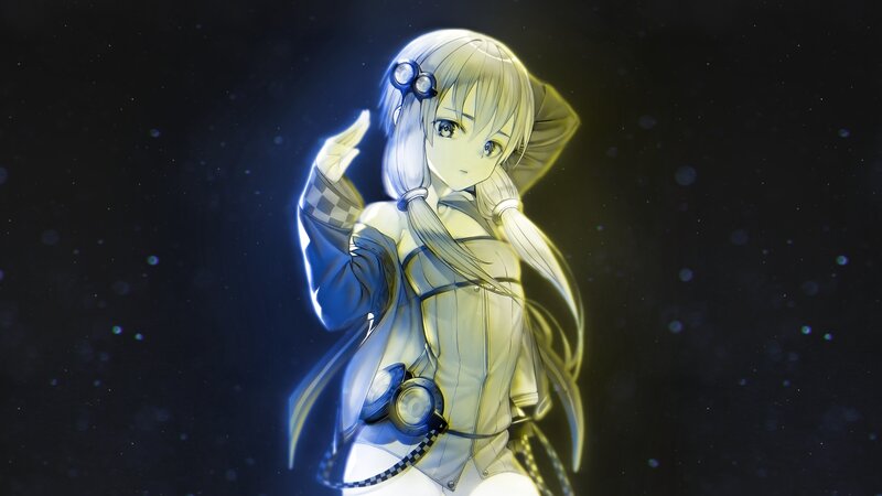 Anime Girl with Goggles — Blue, Dramatic, Night