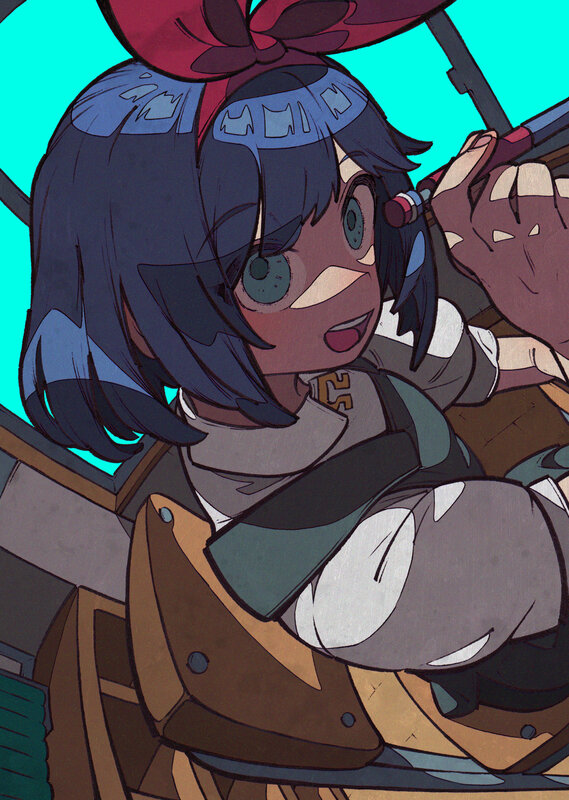 Anime Girl with Goggles — Blue, Energetic