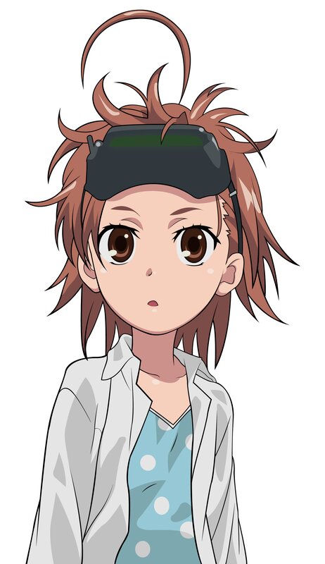 Anime Girl with Goggles — Brown, Neutral