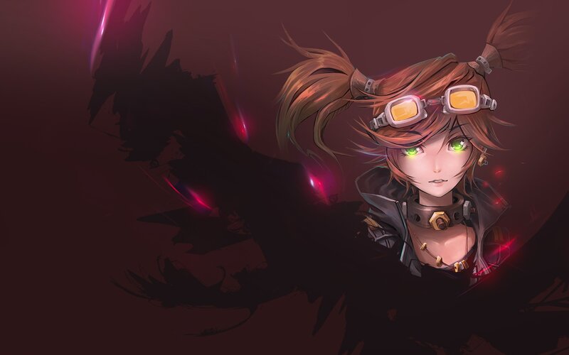 Anime Girl with Goggles — Red, Dramatic