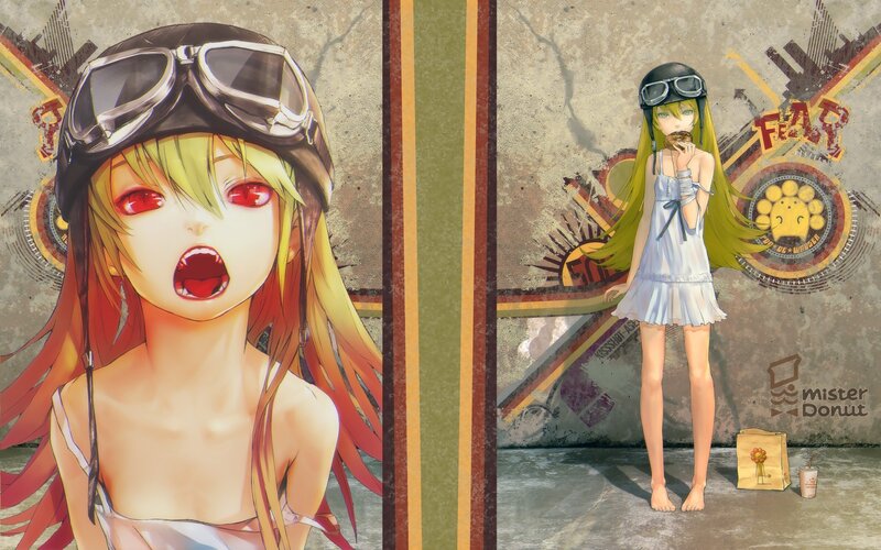 Anime Girl with Goggles — Yellow, Dramatic, Digital Art