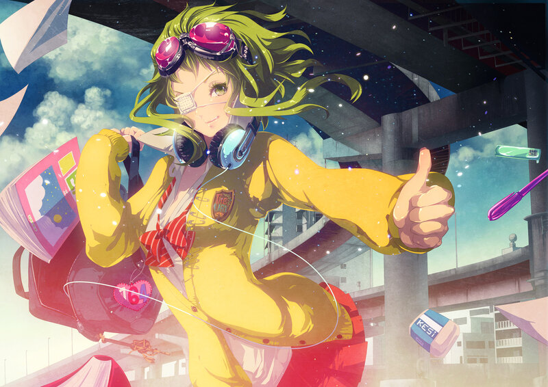 Anime Girl with Goggles — Yellow, Energetic
